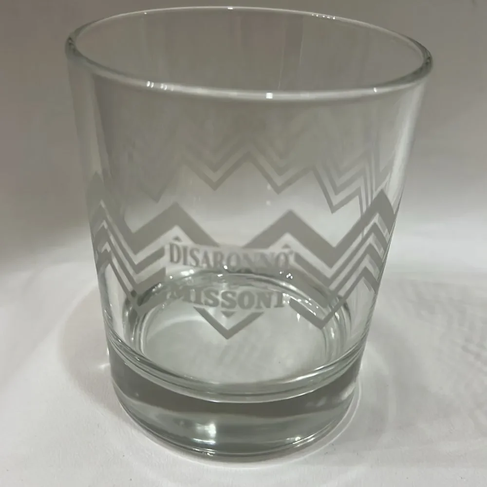 Disaronno Missoni Gray Etched Glass Tumbler Cocktail 10 Oz 3 In Round 3/4 Tall